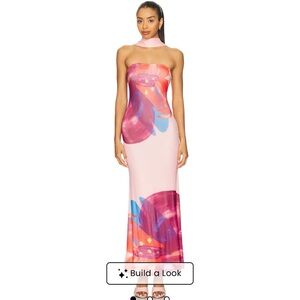 REVOLVE Strapless Pink and Blue Dress